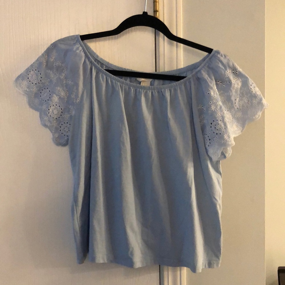 Light Blue Off the Shoulder Top